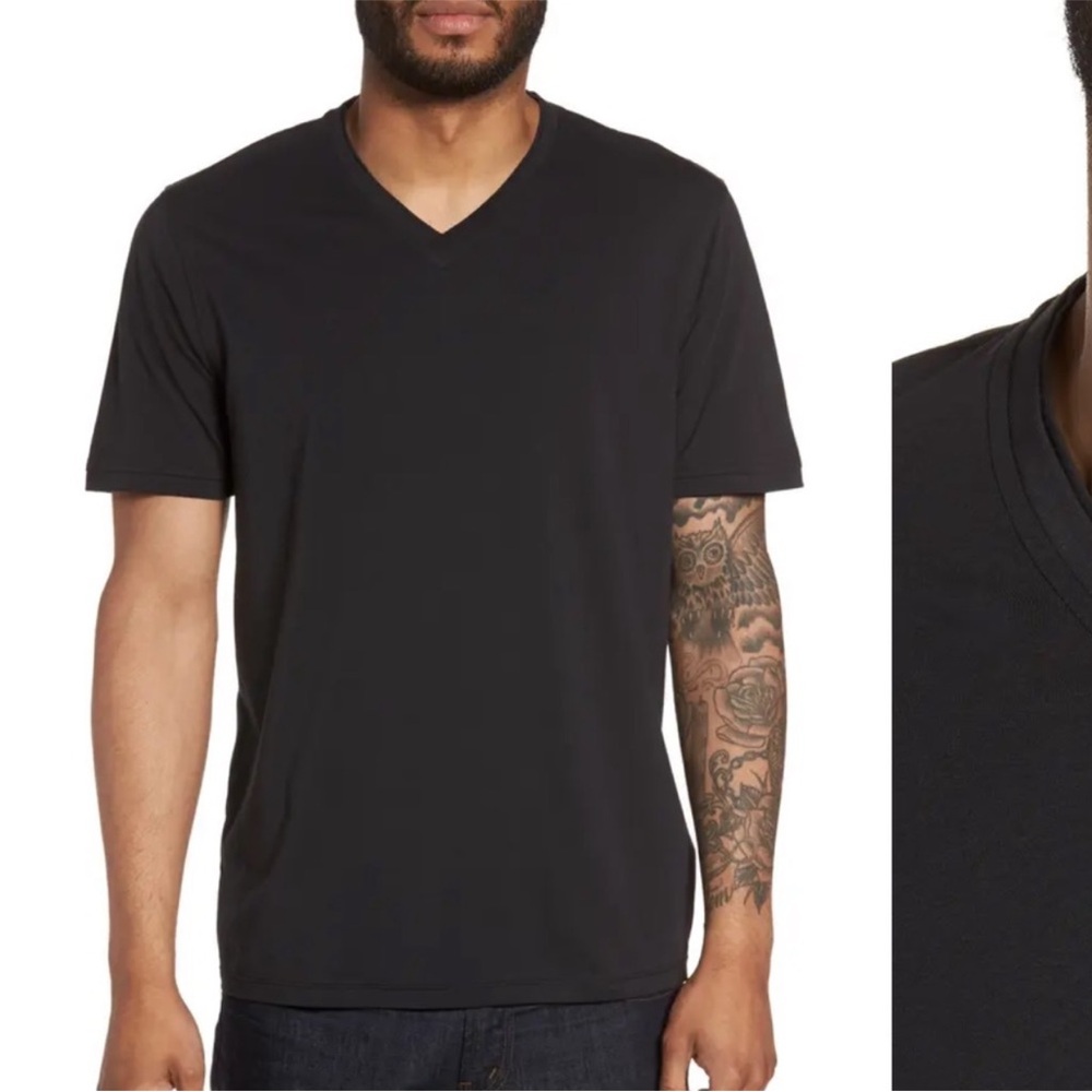 Calibrate V neck plain black tee